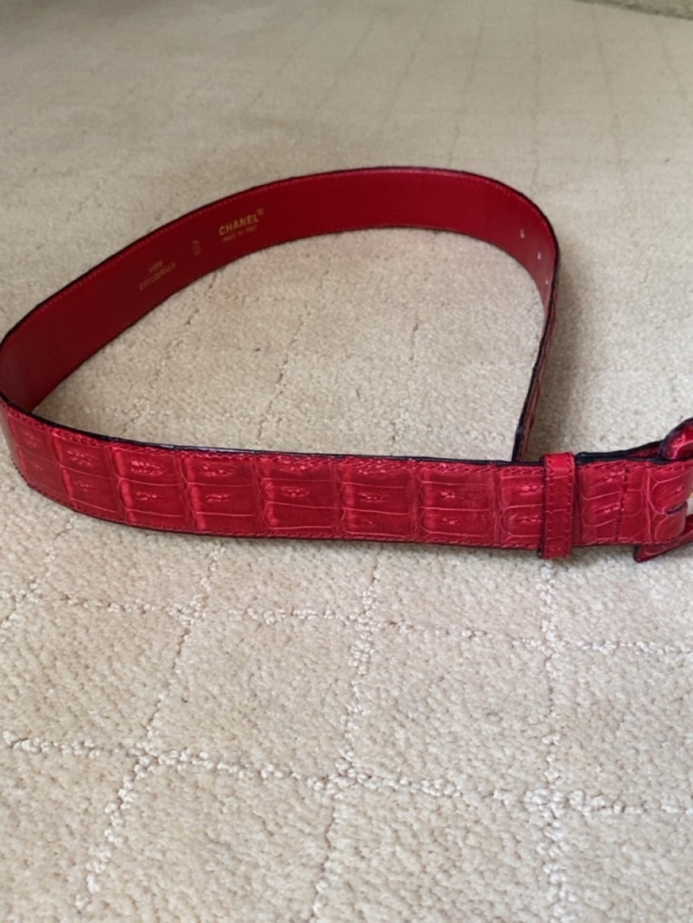 Red Chanel Crocodile Belt